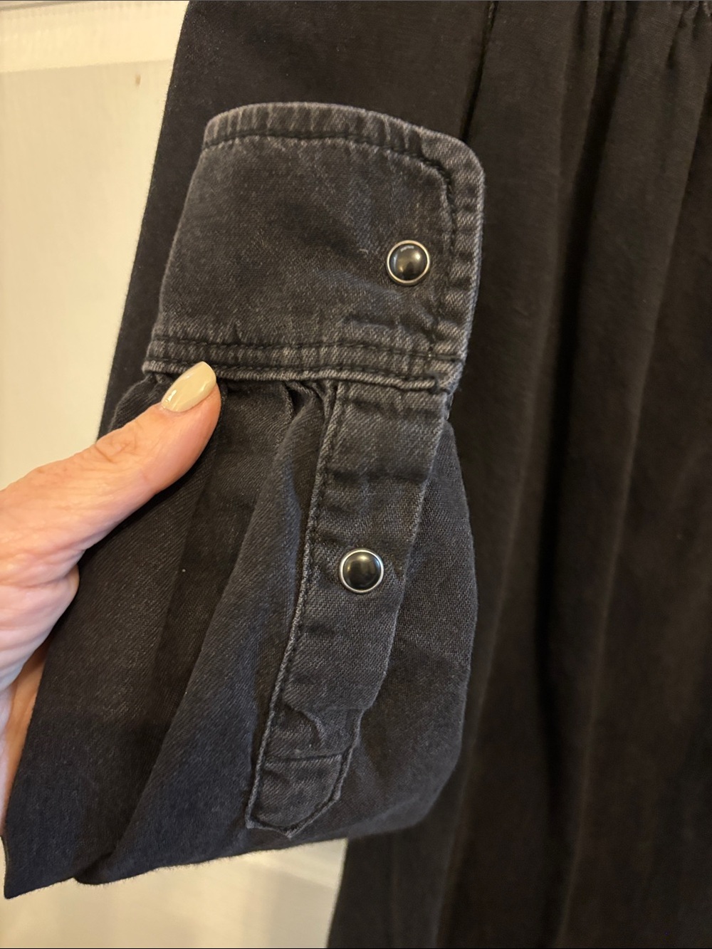 ba&sh Washed Black Ruffle-Neck Blouse - Picture 4 of 5